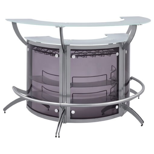 Dallas 3-piece Curved Freestanding Home Bar Cabinet Silver - Image 3