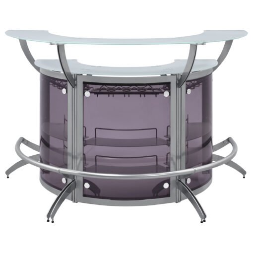 Dallas 3-piece Curved Freestanding Home Bar Cabinet Silver - Image 4