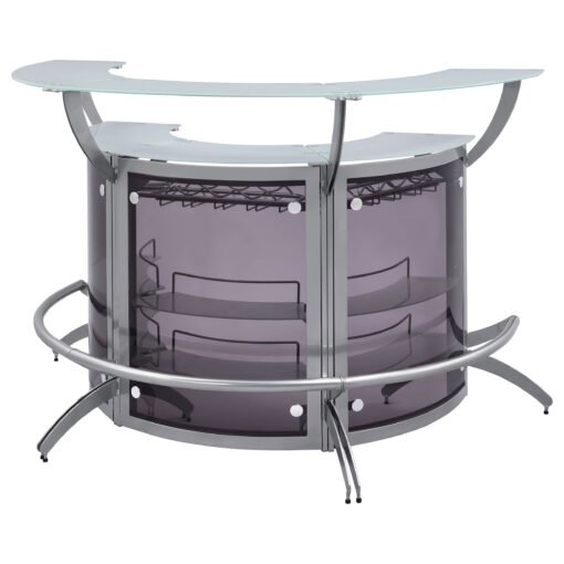 Dallas 3-piece Curved Freestanding Home Bar Cabinet Silver - Image 5