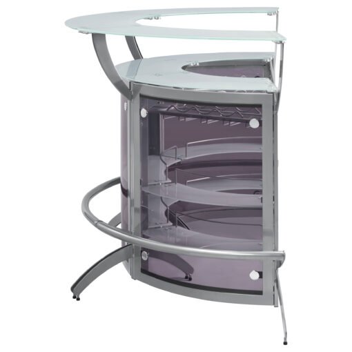 Dallas 3-piece Curved Freestanding Home Bar Cabinet Silver - Image 6