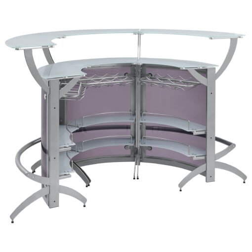 Dallas 3-piece Curved Freestanding Home Bar Cabinet Silver - Image 7
