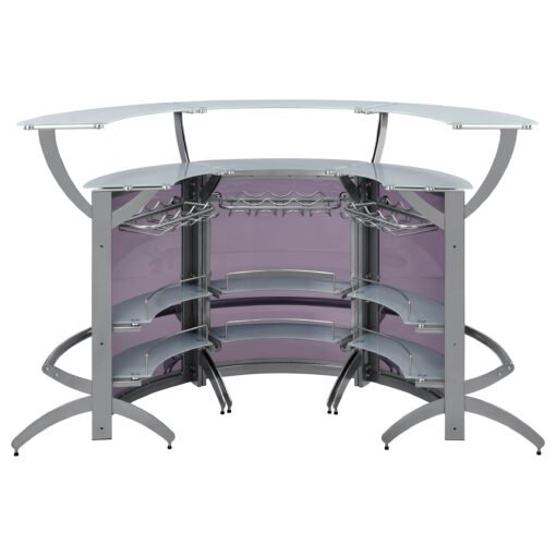 Dallas 3-piece Curved Freestanding Home Bar Cabinet Silver - Image 8