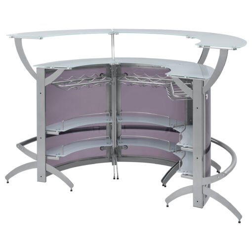 Dallas 3-piece Curved Freestanding Home Bar Cabinet Silver - Image 9