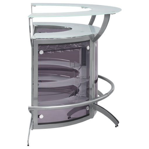 Dallas 3-piece Curved Freestanding Home Bar Cabinet Silver - Image 10