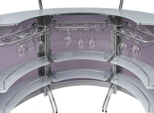 Dallas 3-piece Curved Freestanding Home Bar Cabinet Silver - Image 11