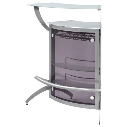 Dallas 2-shelf Curved Freestanding Home Bar Cabinet Silver - Image 5