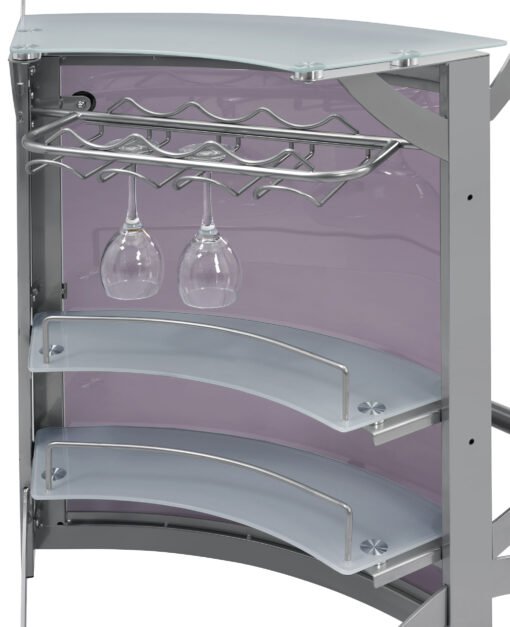 Dallas 2-shelf Curved Freestanding Home Bar Cabinet Silver - Image 11