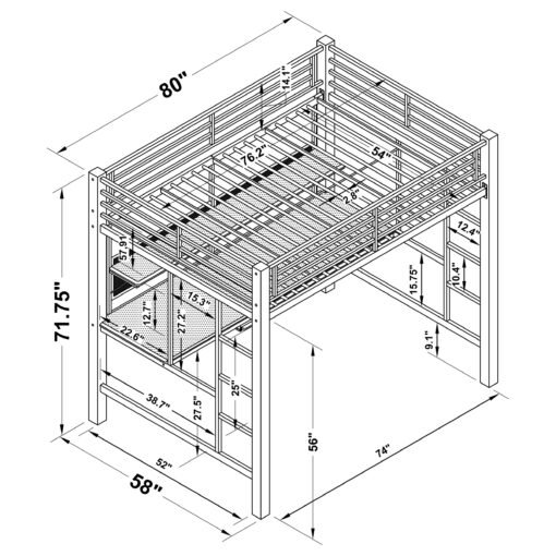 Avalon Full Workstation Loft Bed Black - Image 12