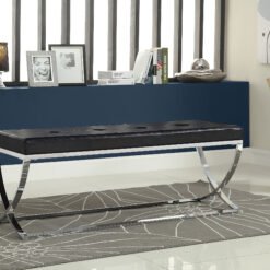 Walton Leatherette Upholstered Tufted Accent Bench Black