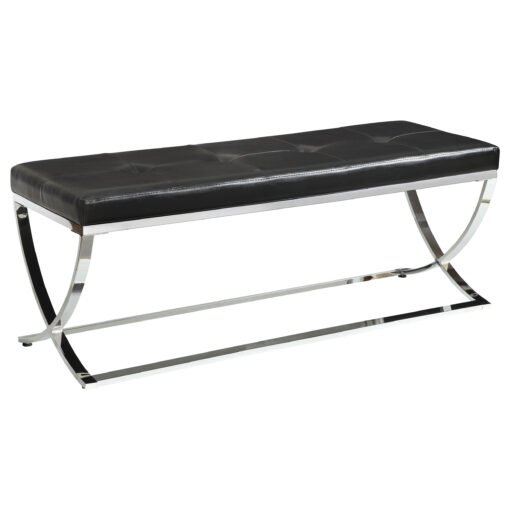 Walton Leatherette Upholstered Tufted Accent Bench Black - Image 2