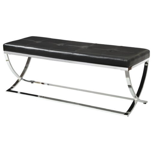 Walton Leatherette Upholstered Tufted Accent Bench Black - Image 3