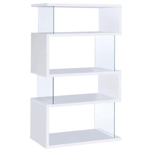 Emelle 63-inch 4-shelf Glass Panel Bookshelf White - Image 2