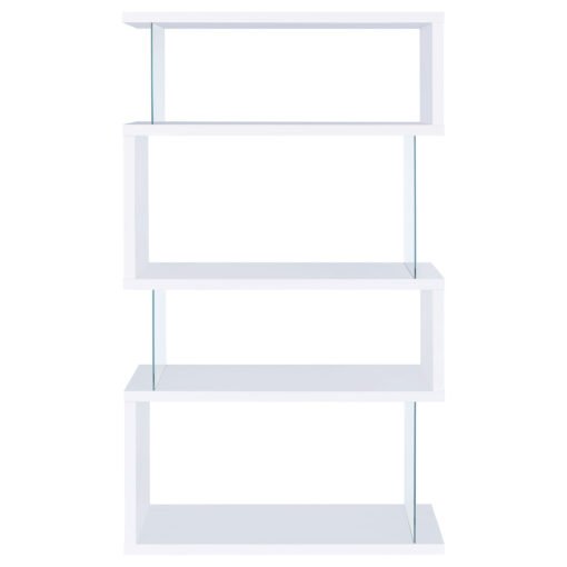 Emelle 63-inch 4-shelf Glass Panel Bookshelf White - Image 3