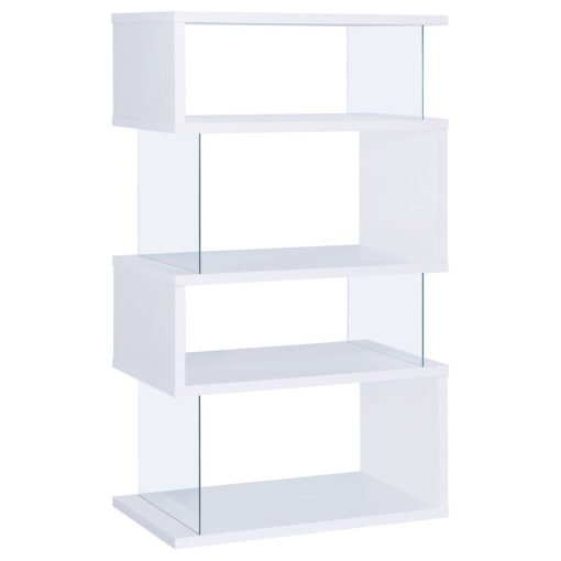 Emelle 63-inch 4-shelf Glass Panel Bookshelf White - Image 5