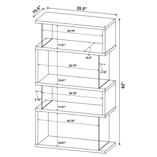 Emelle 63-inch 4-shelf Glass Panel Bookshelf White - Image 8