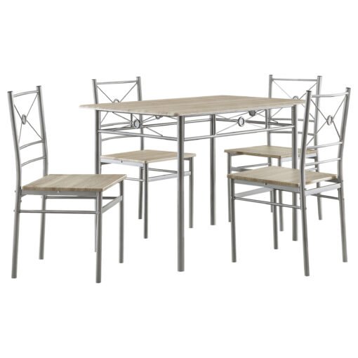 Anna 5-piece Rectangular Dining Table Set Silver - Image 2