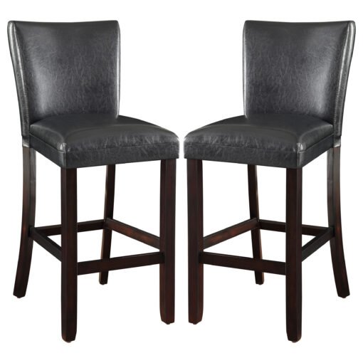 Alberton Leatherette Upholstered Bar Chair Black (Set of 2) - Image 2