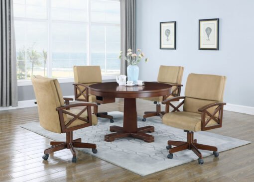 Marietta Round Dining and Billiard Poker Game Table Tobacco - Image 10