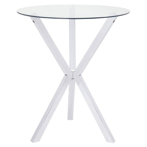 Denali Round 35-inch Glass Top Bistro Bar Table Chrome - Image 2