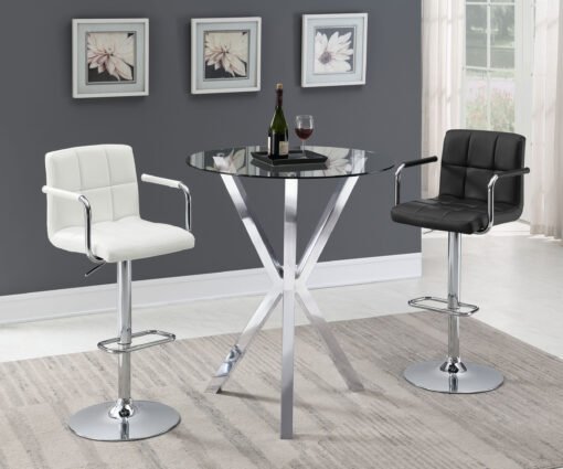 Denali Round 35-inch Glass Top Bistro Bar Table Chrome - Image 4