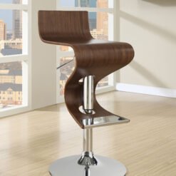 Covina Adjustable Bar Stool Walnut and Chrome