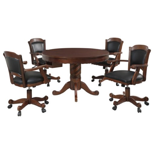 Turk 5-piece 3-in-1 Dining and Game Table Set Tobacco - Image 4