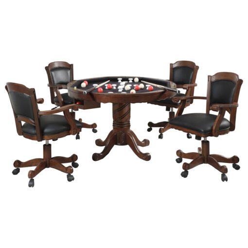 Turk 5-piece 3-in-1 Dining and Game Table Set Tobacco - Image 6