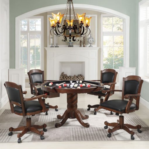 Turk Round Dining and Billiard Poker Game Table Tobacco - Image 9