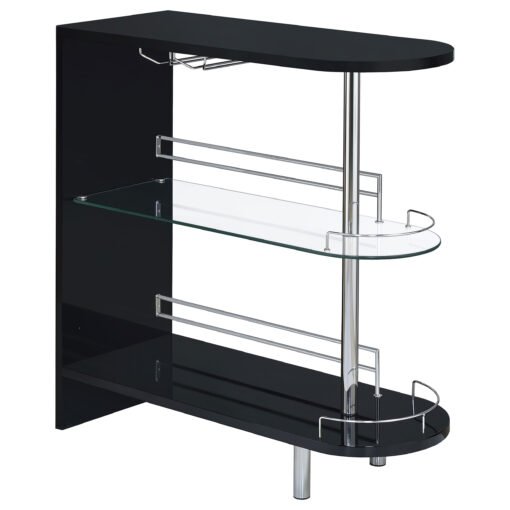 Adolfo Rectangular 2-tier Home Bar Table Black High Gloss - Image 2