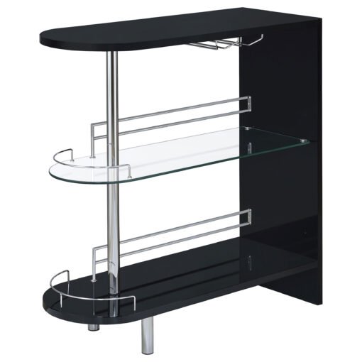 Adolfo Rectangular 2-tier Home Bar Table Black High Gloss - Image 4