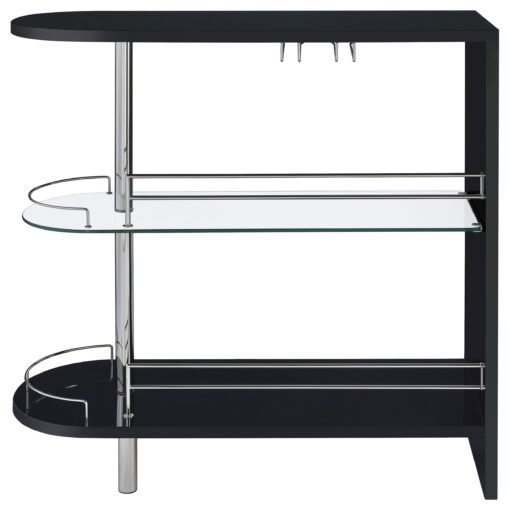 Adolfo Rectangular 2-tier Home Bar Table Black High Gloss - Image 5