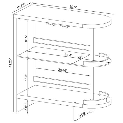 Adolfo Rectangular 2-tier Home Bar Table Black High Gloss - Image 9