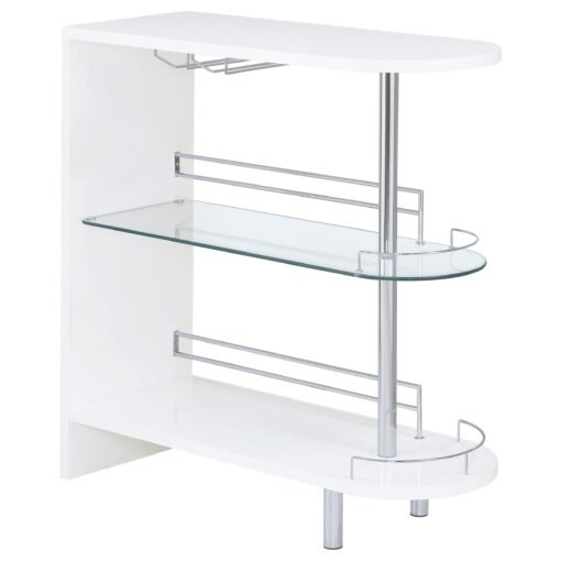 Adolfo Rectangular 2-tier Home Bar Table White High Gloss - Image 2