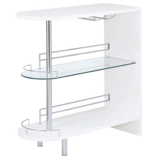 Adolfo Rectangular 2-tier Home Bar Table White High Gloss - Image 4