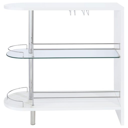 Adolfo Rectangular 2-tier Home Bar Table White High Gloss - Image 5