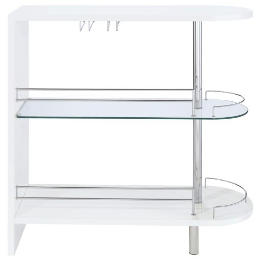 Adolfo Rectangular 2-tier Home Bar Table White High Gloss - Image 7