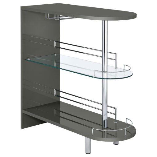Adolfo Rectangular 2-tier Home Bar Table Grey High Gloss - Image 2