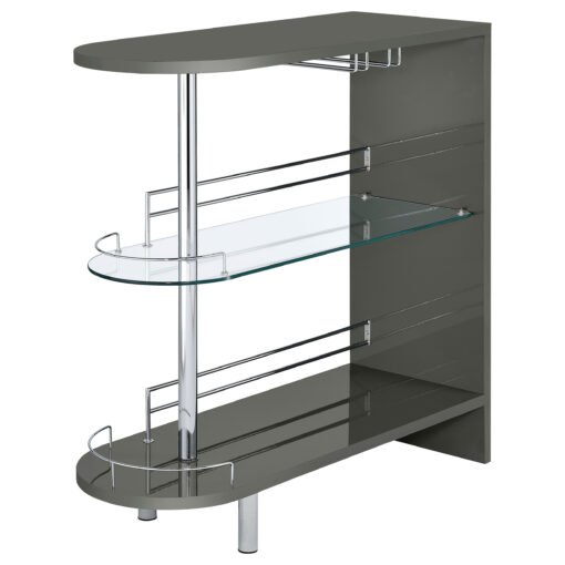 Adolfo Rectangular 2-tier Home Bar Table Grey High Gloss - Image 4