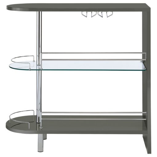 Adolfo Rectangular 2-tier Home Bar Table Grey High Gloss - Image 5