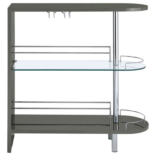 Adolfo Rectangular 2-tier Home Bar Table Grey High Gloss - Image 7