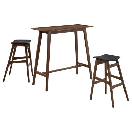 Finnick 3-piece Rectangular Pub Height Bar Table Set Walnut - Image 2