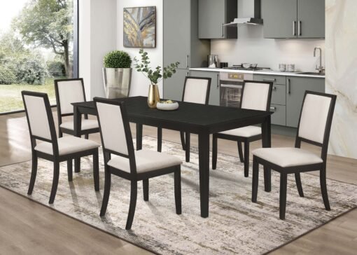 Louise Rectangular 78-inch Extension Leaf Dining Table Black - Image 6