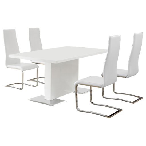 Anges 5-piece Dining Table Set White High Gloss and White - Image 2