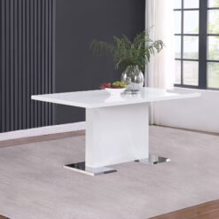 Anges Rectangular 63-inch Dining Table White High Gloss