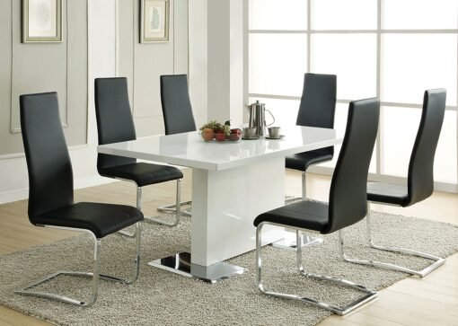Anges Rectangular 63-inch Dining Table White High Gloss - Image 5
