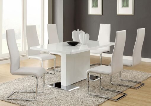Anges Rectangular 63-inch Dining Table White High Gloss - Image 6