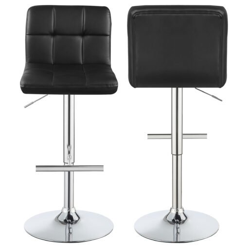 Lenny Upholstered Adjustable Bar Stool Black (Set of 2) - Image 2