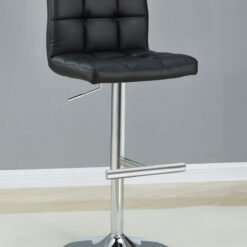Lenny Upholstered Adjustable Bar Stool Black (Set of 2)