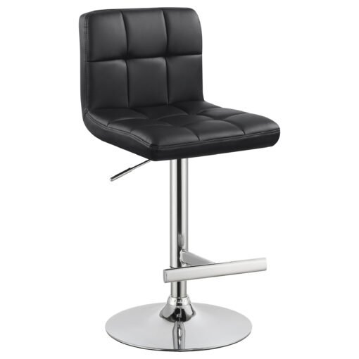Lenny Upholstered Adjustable Bar Stool Black (Set of 2) - Image 3