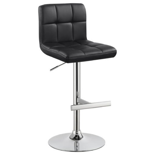 Lenny Upholstered Adjustable Bar Stool Black (Set of 2) - Image 4